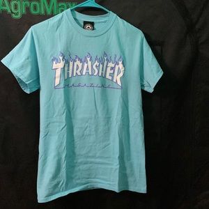 Blue Thrasher Flame Print T shirt